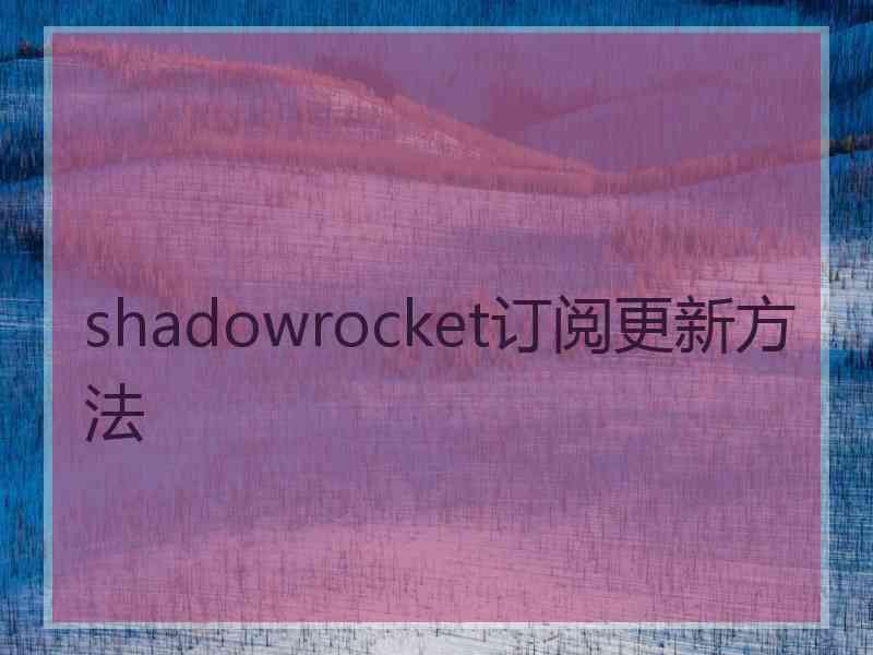 shadowrocket订阅更新方法